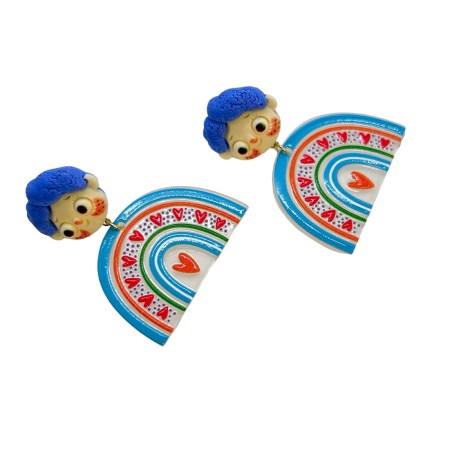 earrings stud boy acrylic and clay